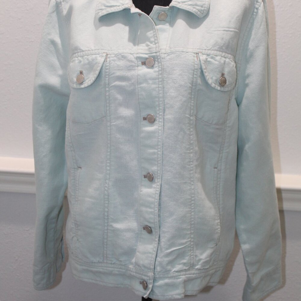 J. Jill Light Green Denim Jacket XL